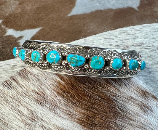9 Stone Chunky Turquoise Cuff