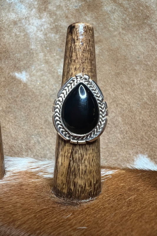 Onyx & Sterling Silver Ring - Samuel Yellowhair - Size 6