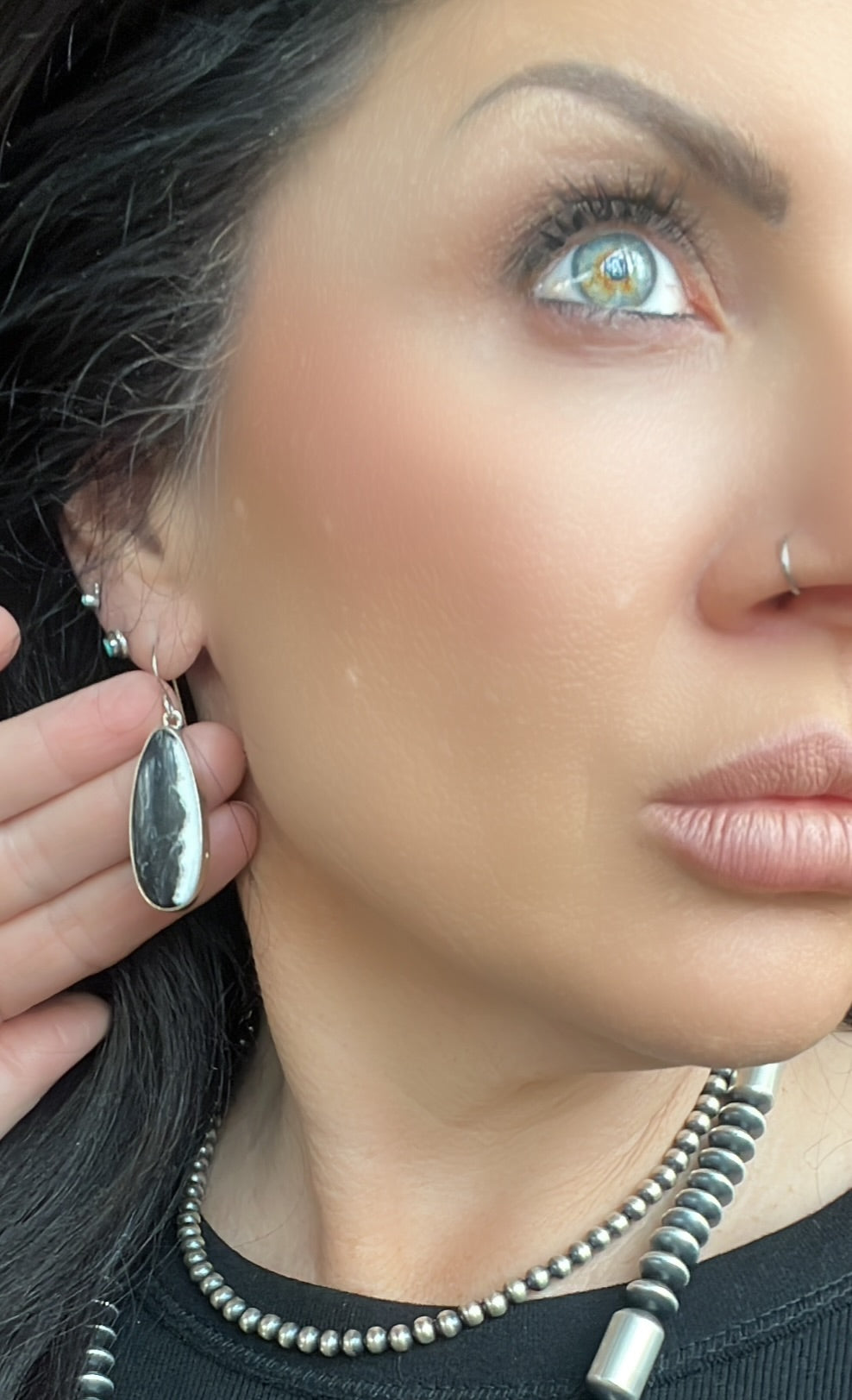 Large Navajo White Buffalo Earrings