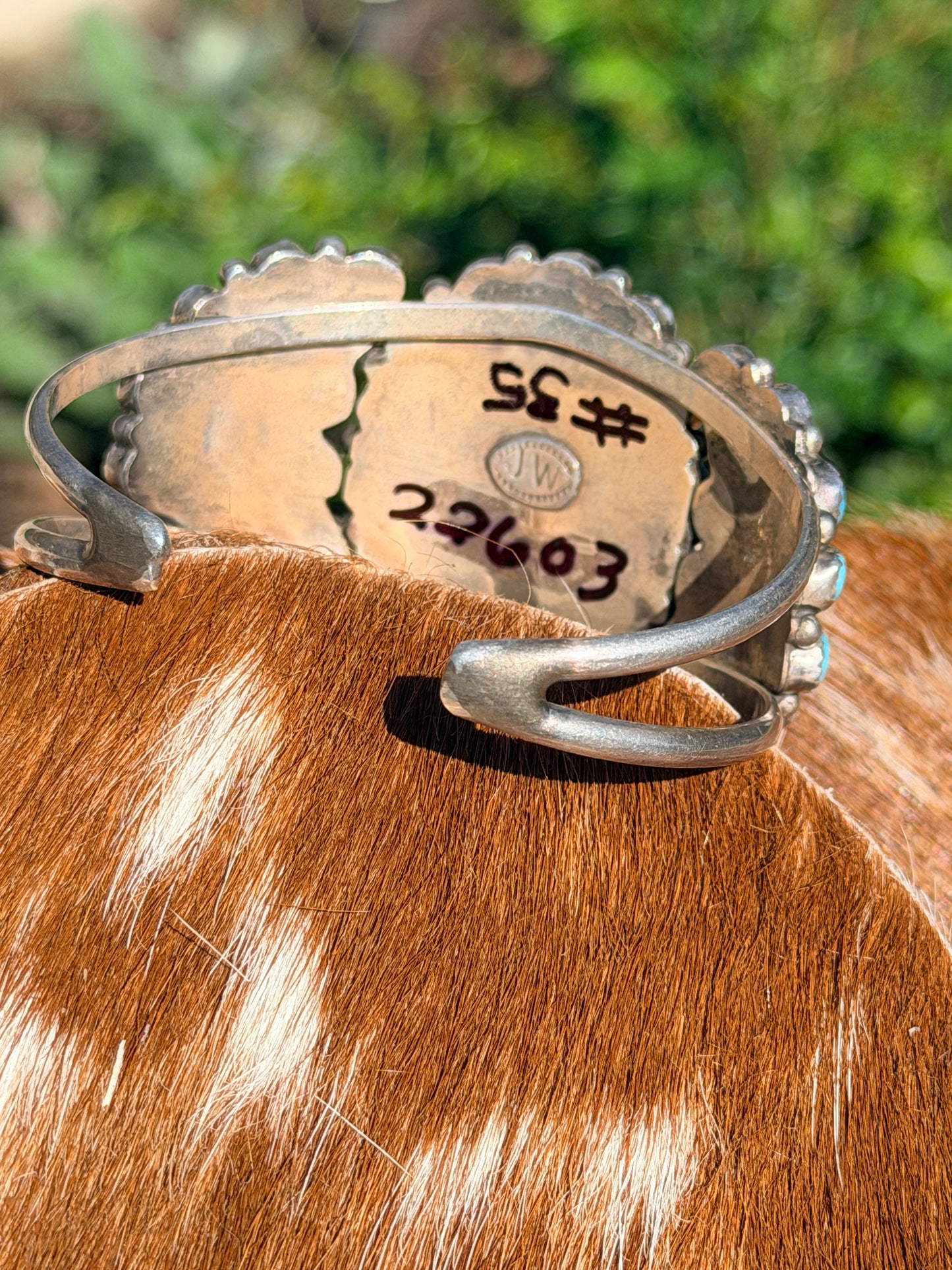 Richardson's Trading Post Signed Vintage Zuni Sterling Turquoise Cluster Cuff Bracelet