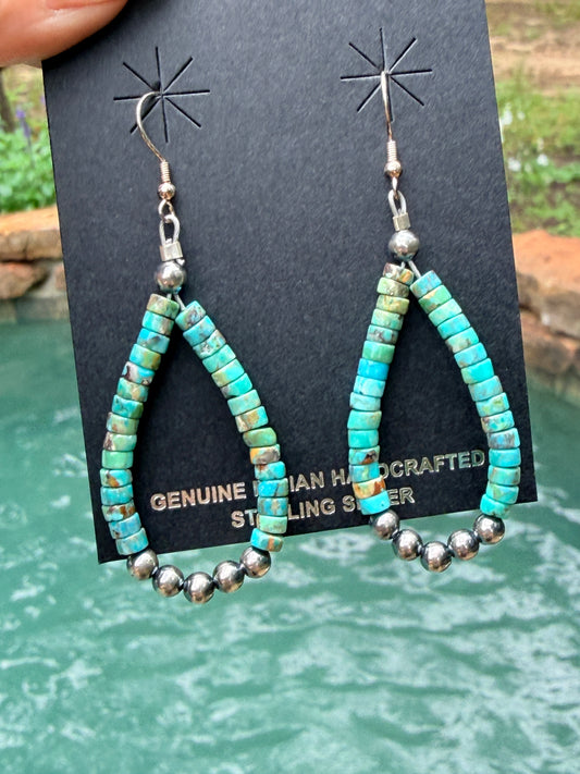 Turquoise Heishi Pearl Loop Earrings