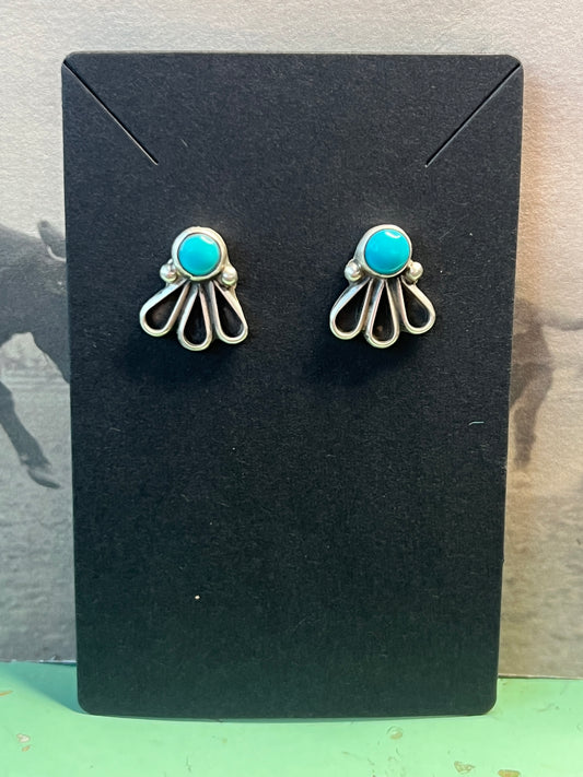 Turquoise Flower Studs by Geraldine James