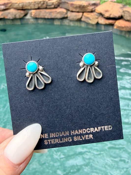 Native Made Turquoise Flower Studs by Geraldine James