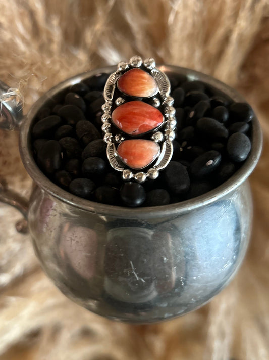 Spiny Oyster Sterling Silver Ring by Samuel Yellowhair