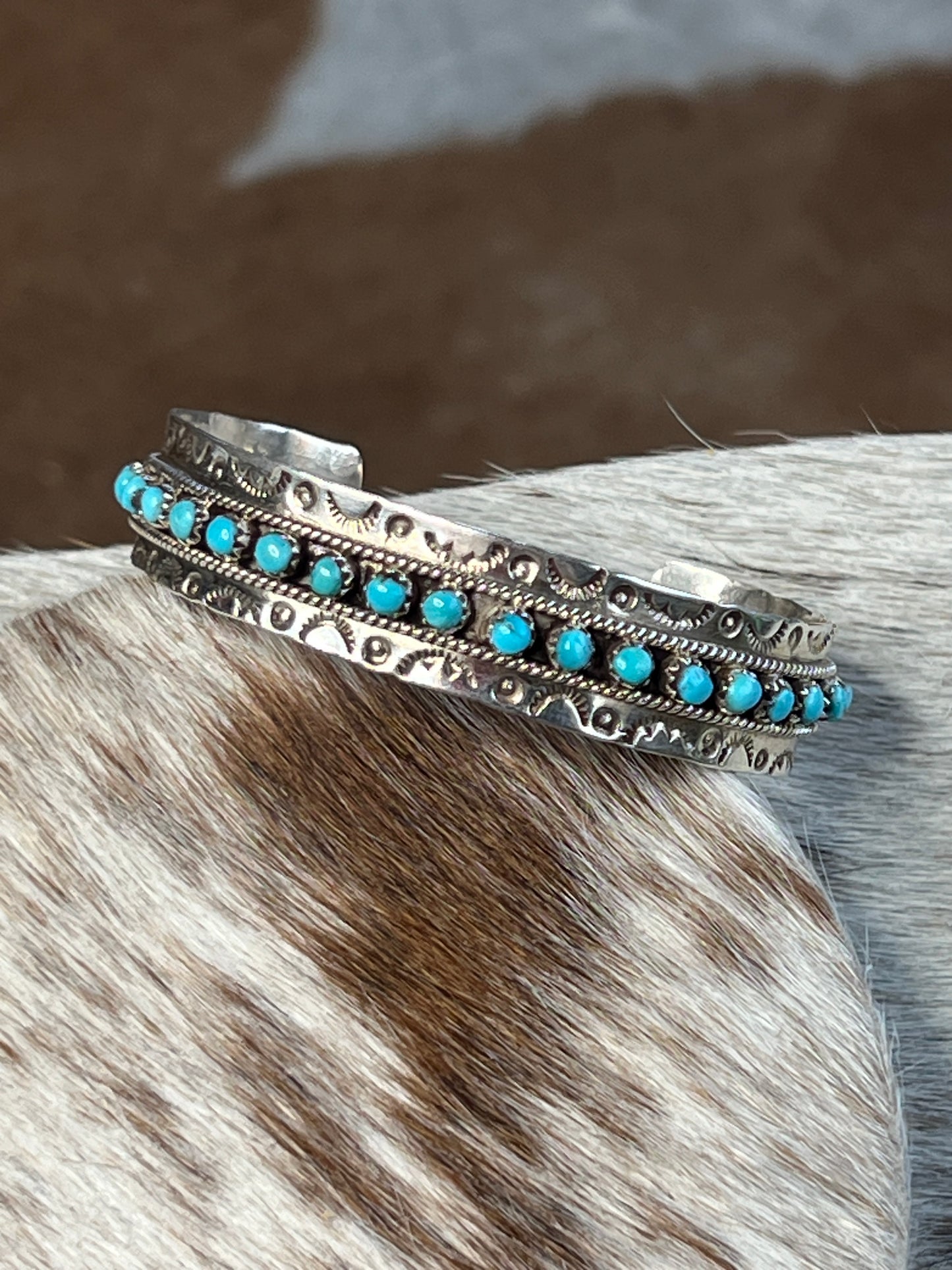 Native Made Turquoise & Sterling Silver Cuff Bracelet by JP Ukestine