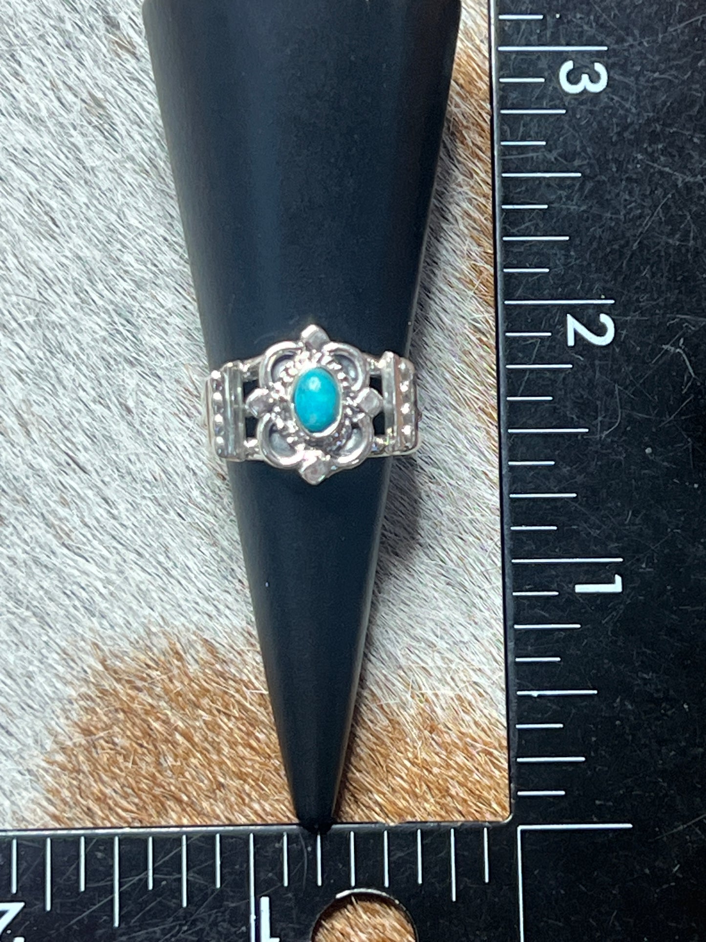 Running Bear Navajo Turquoise and Sterling Silver Ring size 8