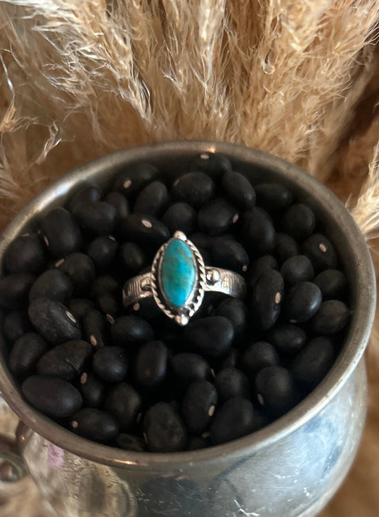 Native American artist Clarence Long Turquoise Ring size 9