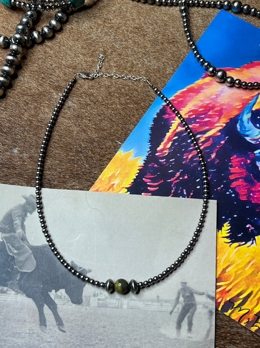 14 inch 3 mm sterling silver pearls choker - with bumblebees beads