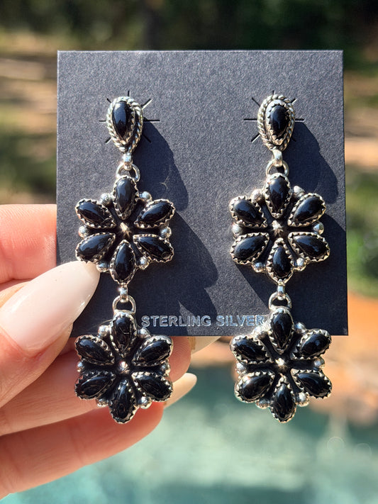 Onyx Cluster Drop Earrings