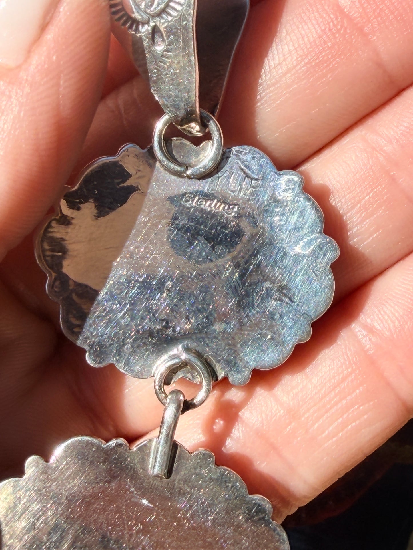 Native Made 2 Stone Golden Hills Turquoise Pendant  by Eula Wylie