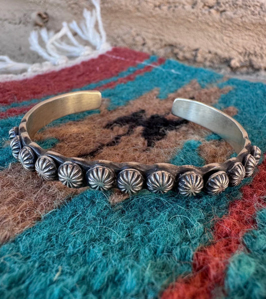 HANDCRAFTED STERLING SILVER STUDDED CUFF BRACELET