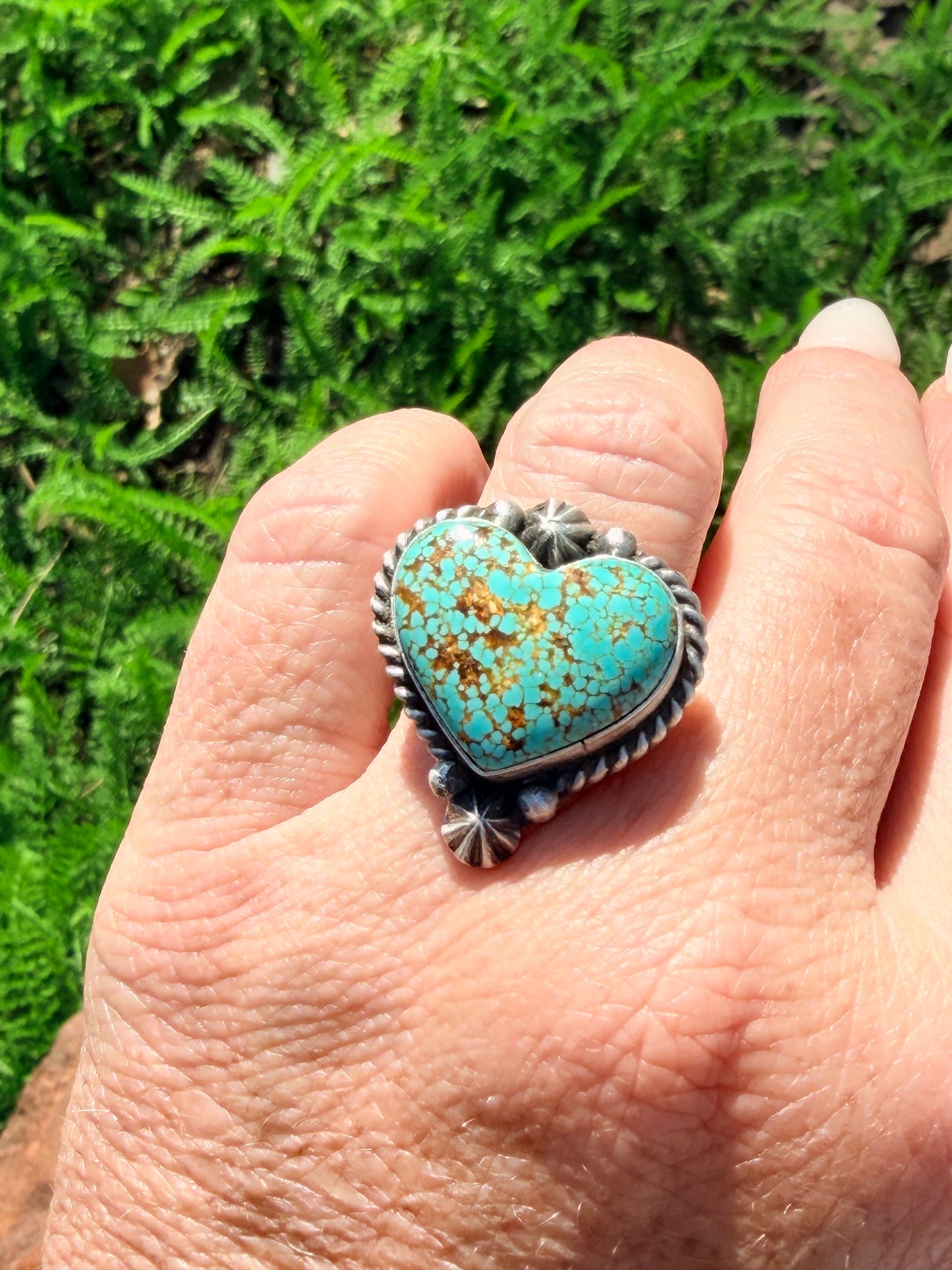 Authentic Adjustable Native America Navajo Sterling Silver Turquoise Heart Ring By Johnny Dixon