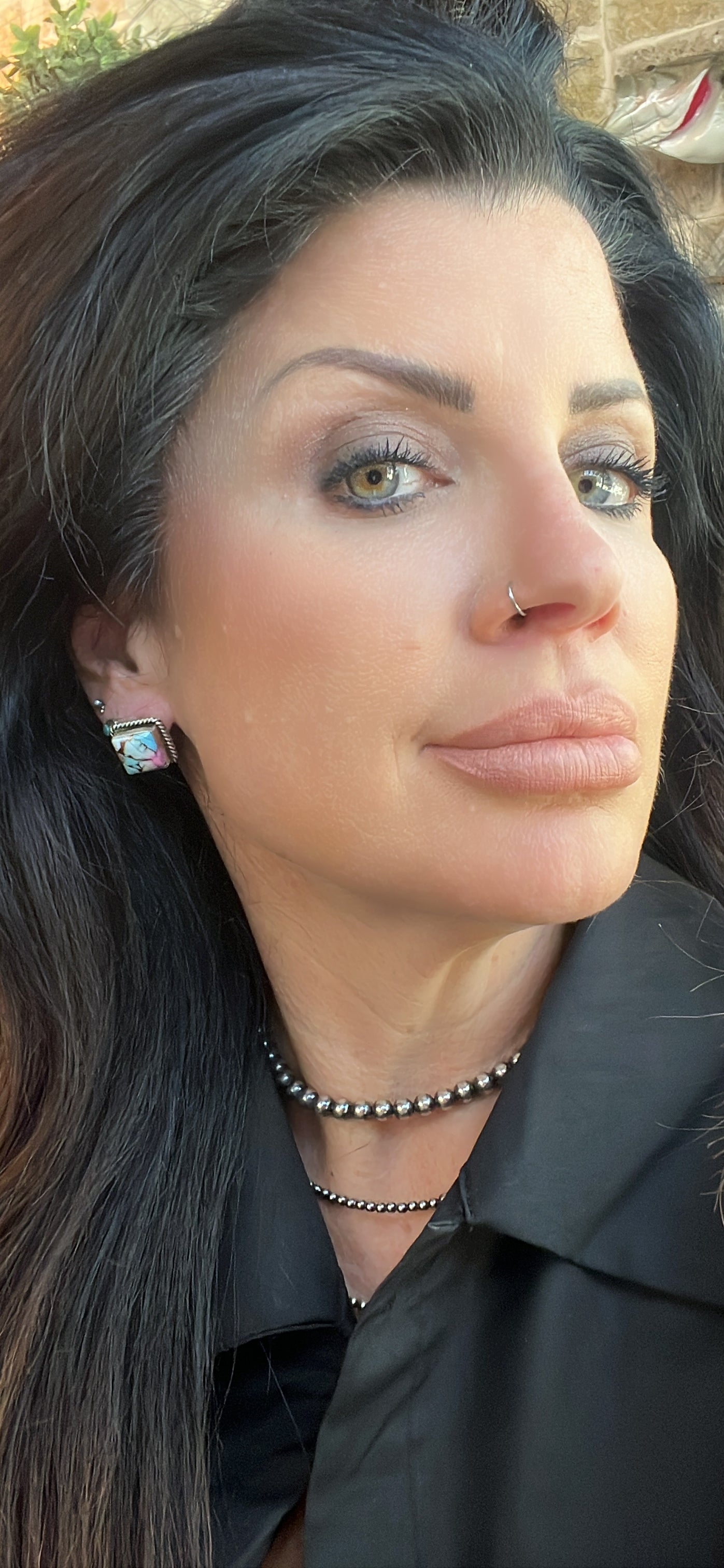 Cotton Candy Stud Earrings with Rope Design by Native Artist Judith Dixon