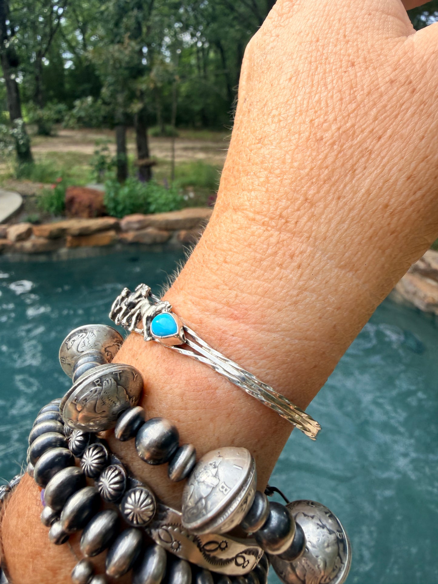 Authentic Native Made Turquoise Horse Cuff