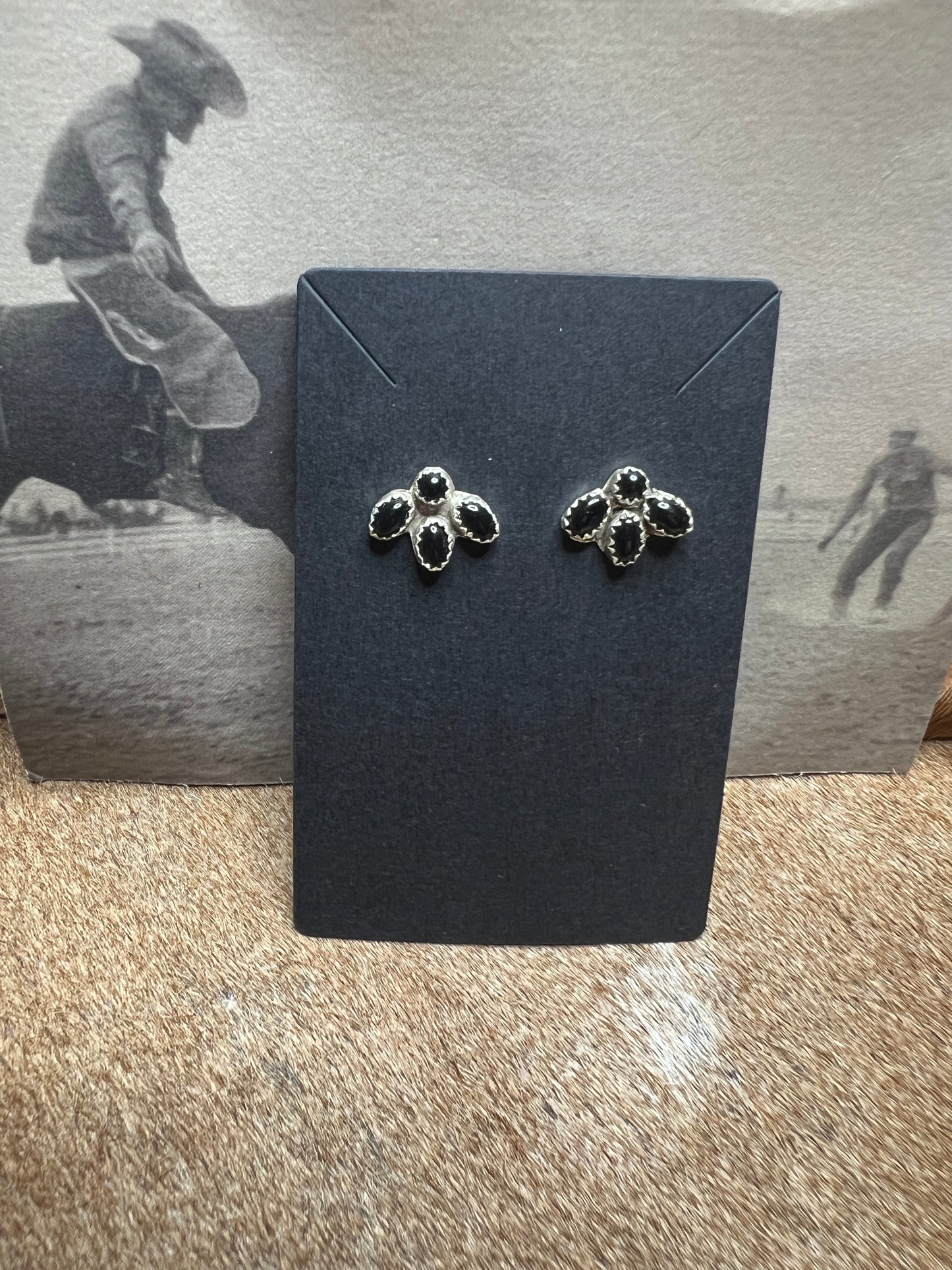 Native Made Cluster Onyx Post Earrings