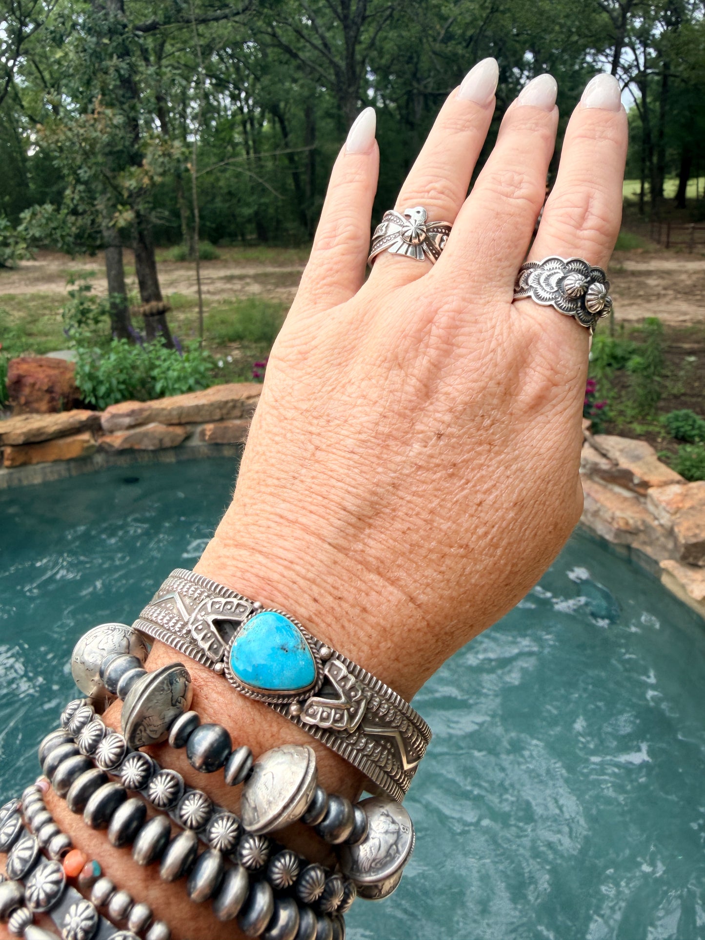 Authentic Native American Kingman Turquoise Bracelet by D Cadman