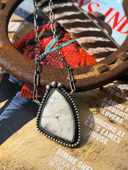 Native Made White Buffalo Stone Necklace