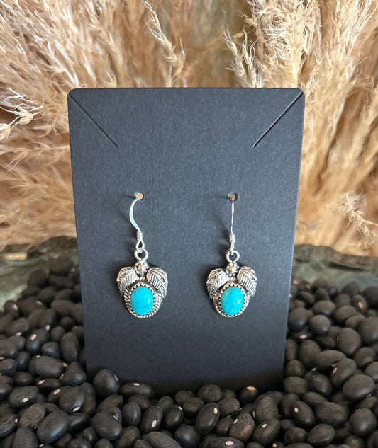 Dainty Turquoise and Silver Native Made Earrings