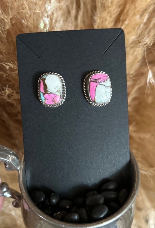 Cotton Candy Studs with Rope Design by Navajo Artist Chassity Belone