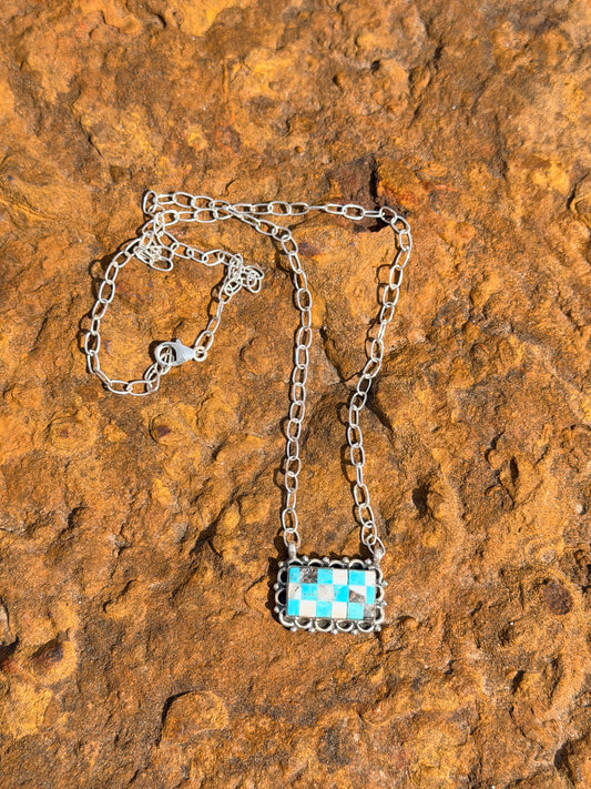 Checkered Turquoise Necklace