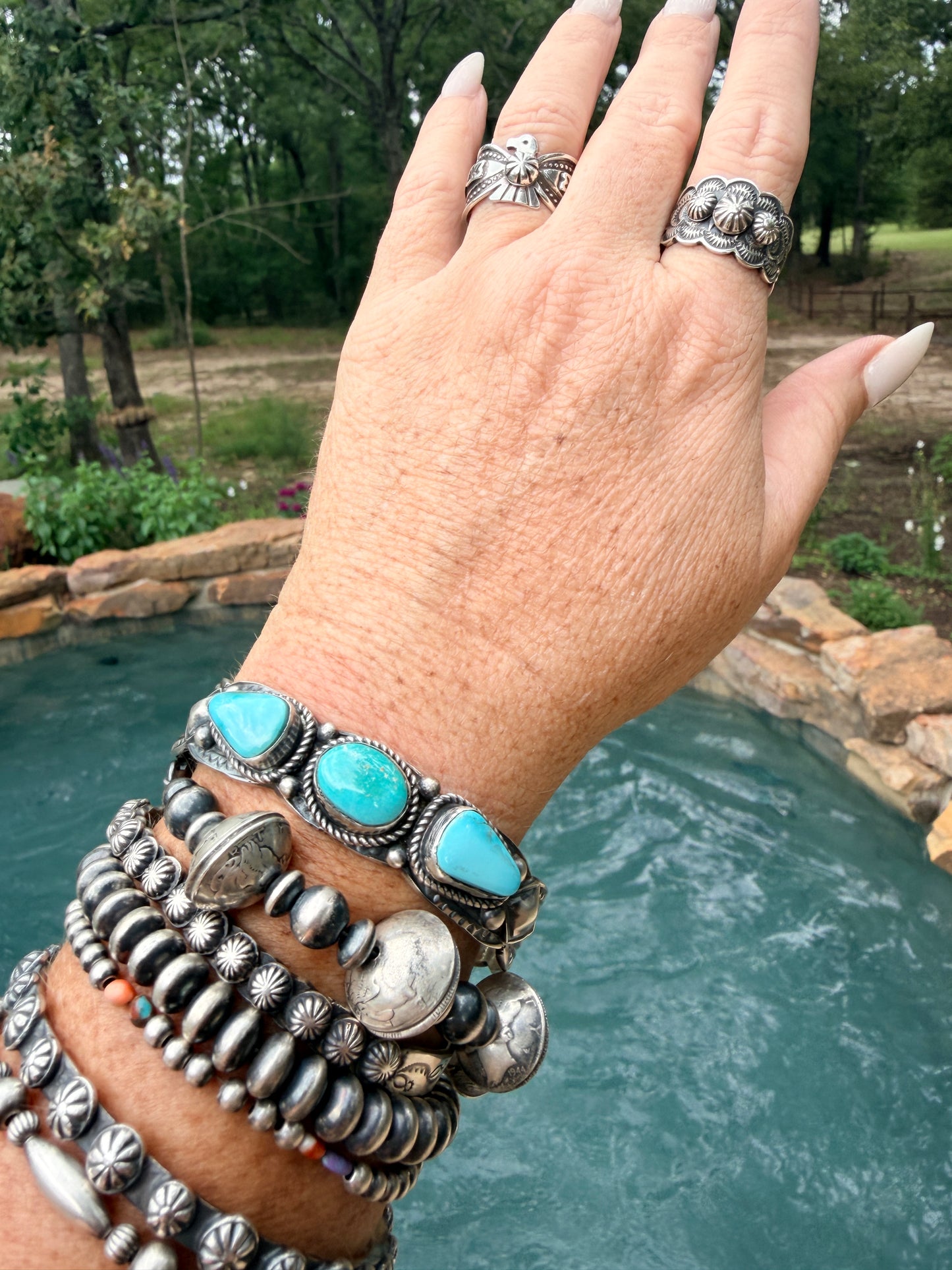 Authentic Native American Blue Ridge  Turquoise Cuff by Tillie Jon