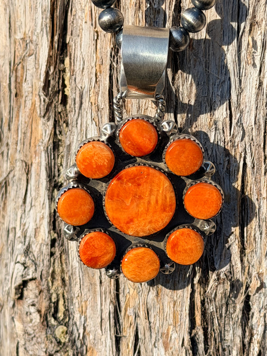 Spiny Oyster Flower Cluster Pendant