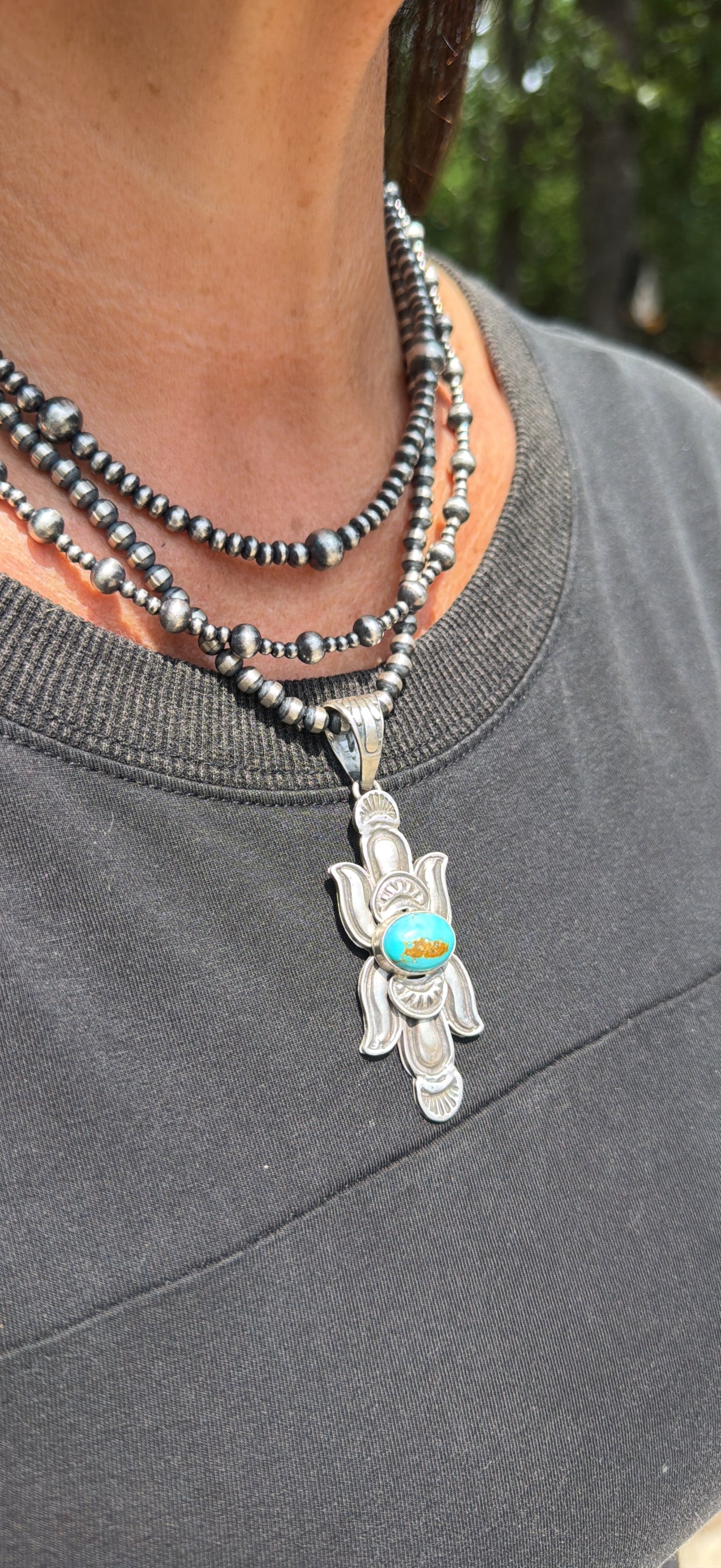 Native Made by Patrick Yazzie Turquoise & Sterling Silver Pendant