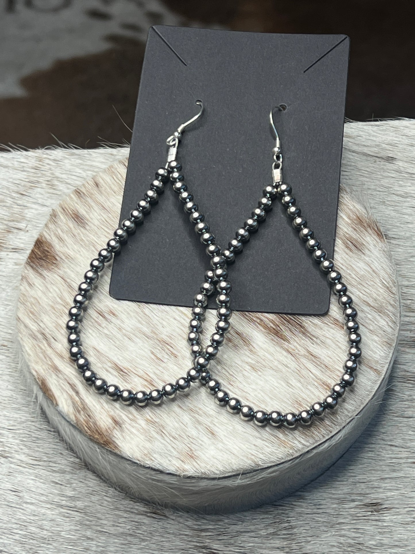 4" 4mm Silver Pearl Loop Earrings