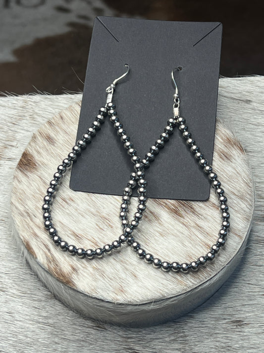 4" 4mm Silver Pearl Loop Earrings