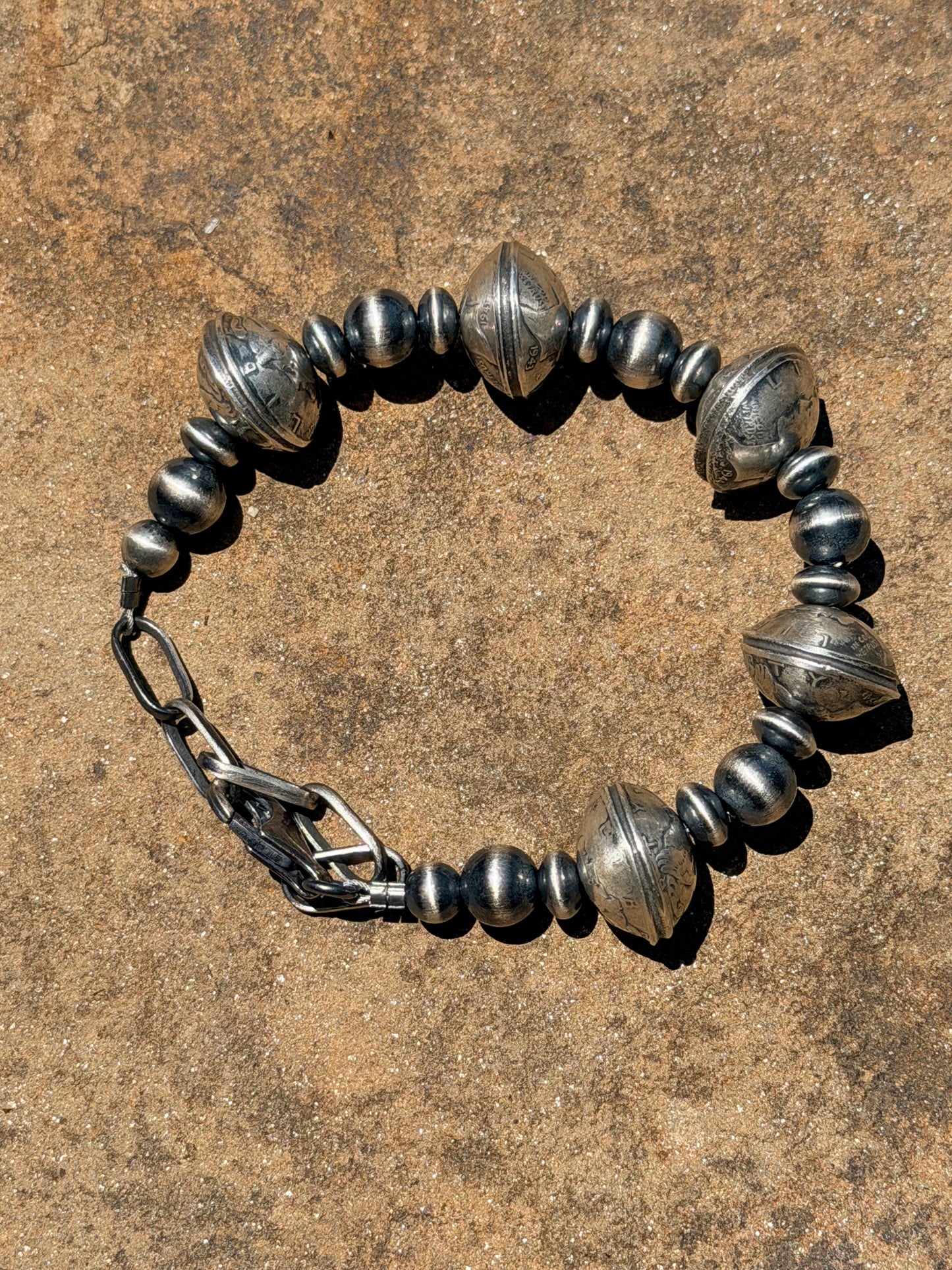 Mercury Dime Coin Bracelet with Round and Saucer Pearls