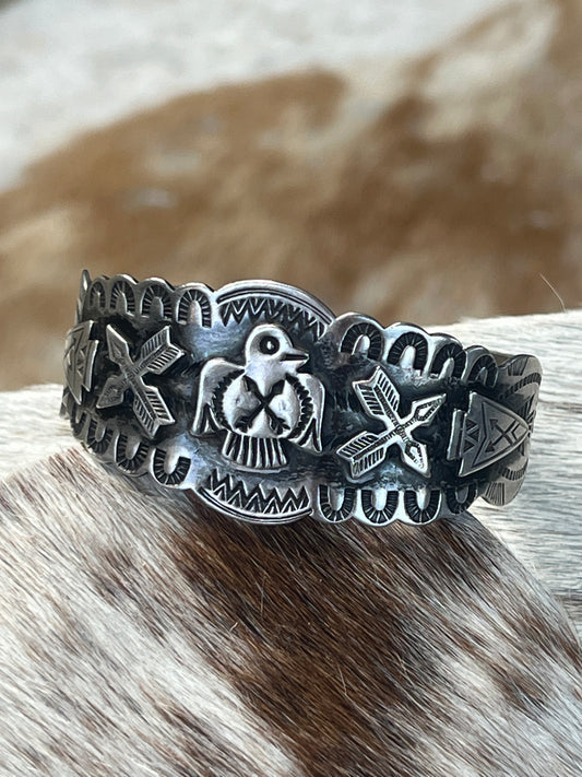 A Fred Harvey Era Vintage Navajo Silver Thunderbird Cuff