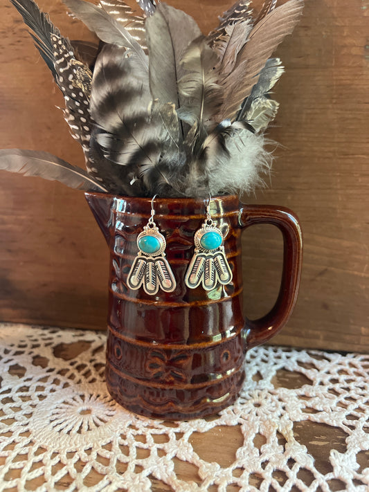 Authentic Turquoise and Feather Earrings