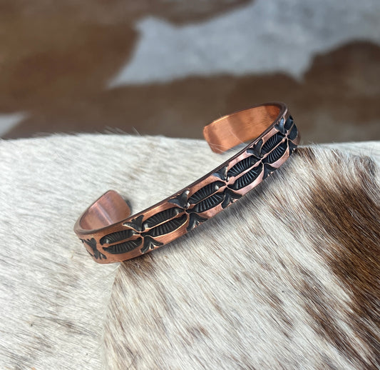 Wide and Thick Stamped Copper Cuff by J. Tahe