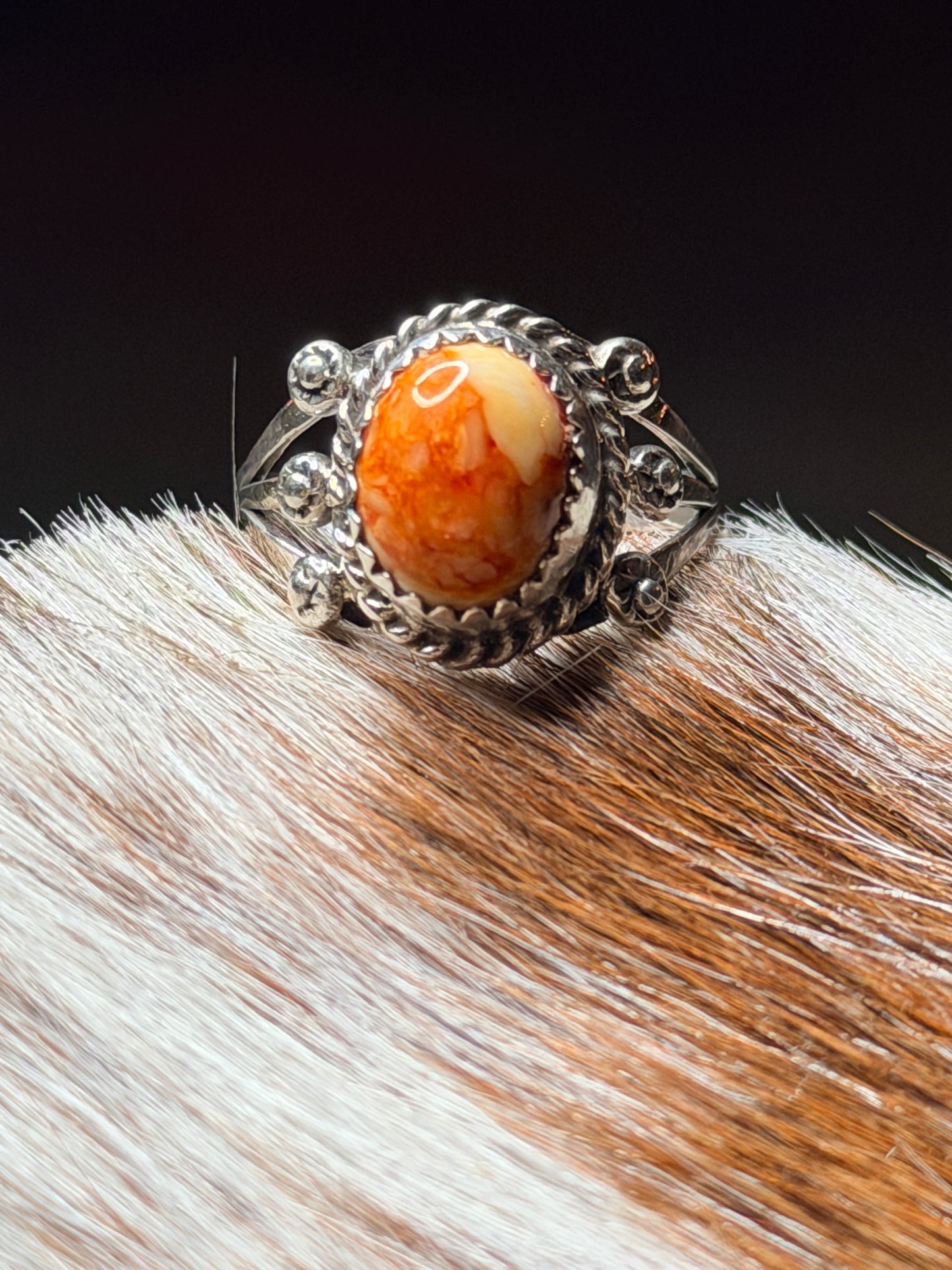Orange Spiny Ring size 6.5