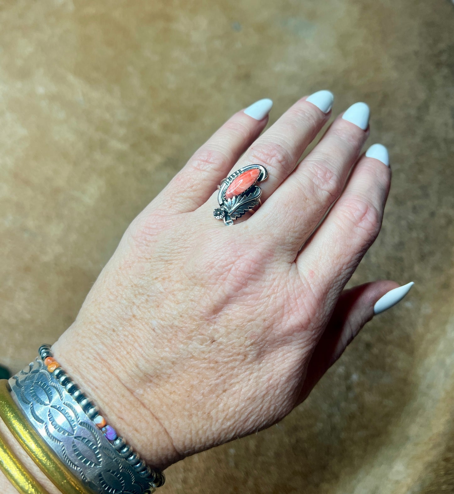 Orange Spiny Ring size 6