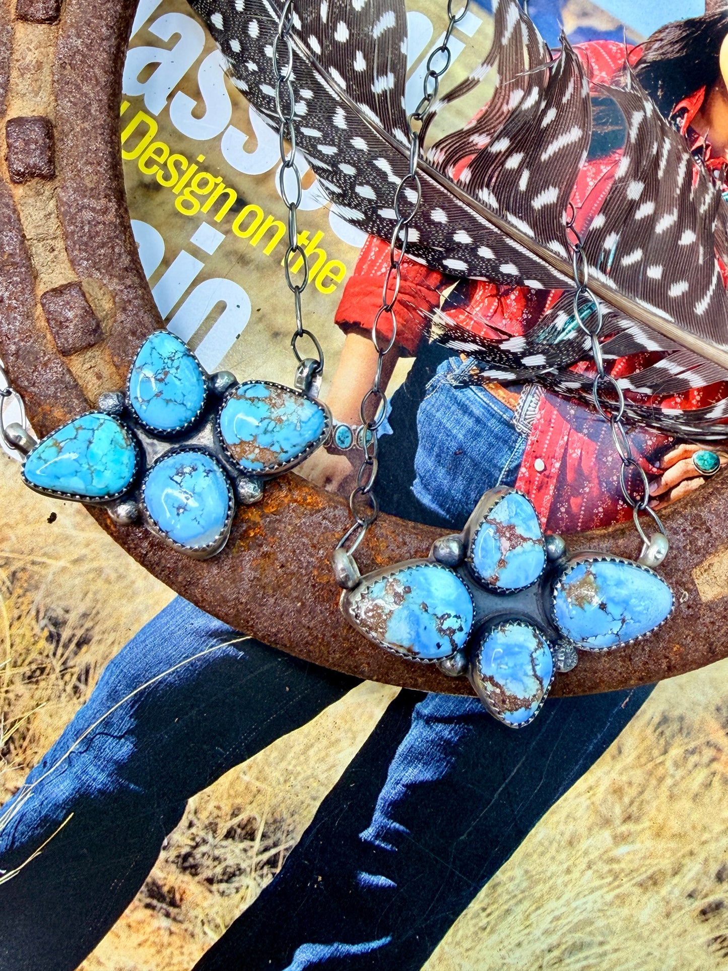 Native Made Golden Hills Cluster Necklace by Myra Benally