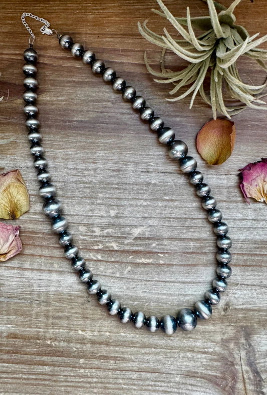 20 1/2 inch Graduated 10 to 14 mm Sterling Silver Pearls Necklace