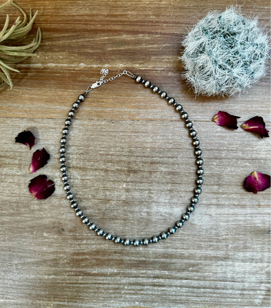 14 inch 6 mm and 3 mm Sterling Silver Pearls choker necklace