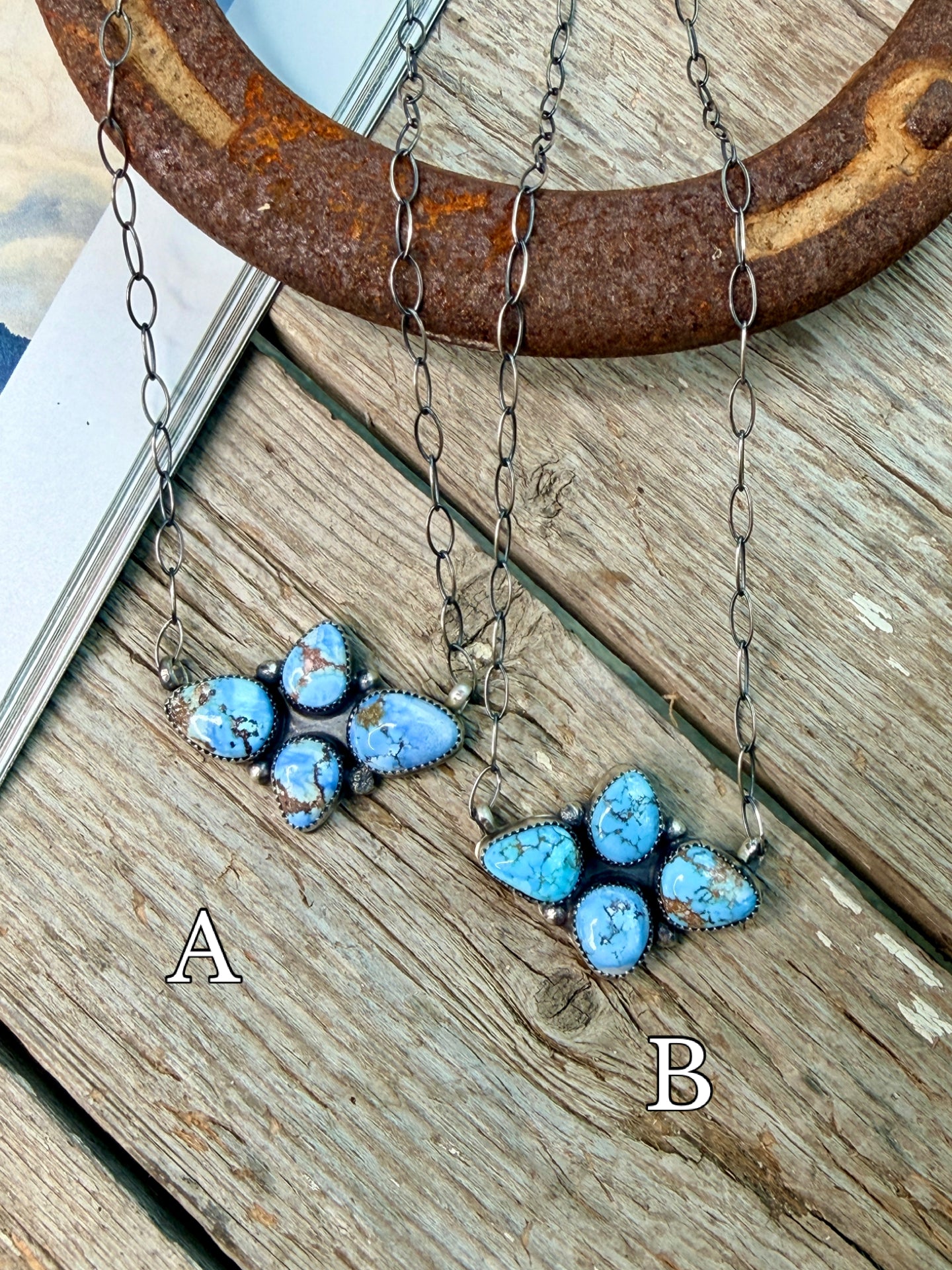 Native Made Golden Hills Cluster Necklace by Myra Benally