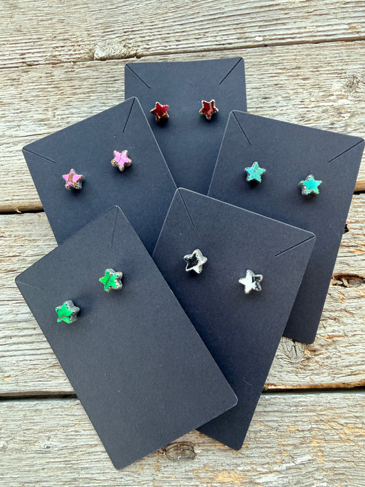 HANDMADE STERLING SILVER MULTI STONE POST STAR STUDS