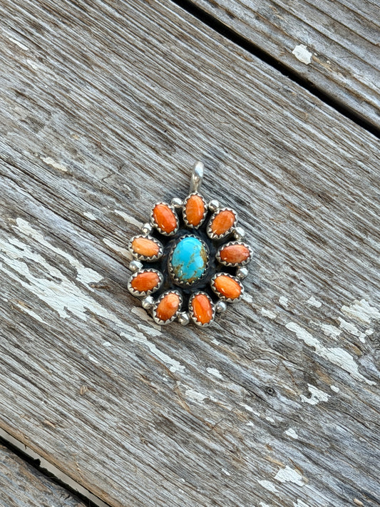 Royston and Orange Spiny Pendant by Geraldine James