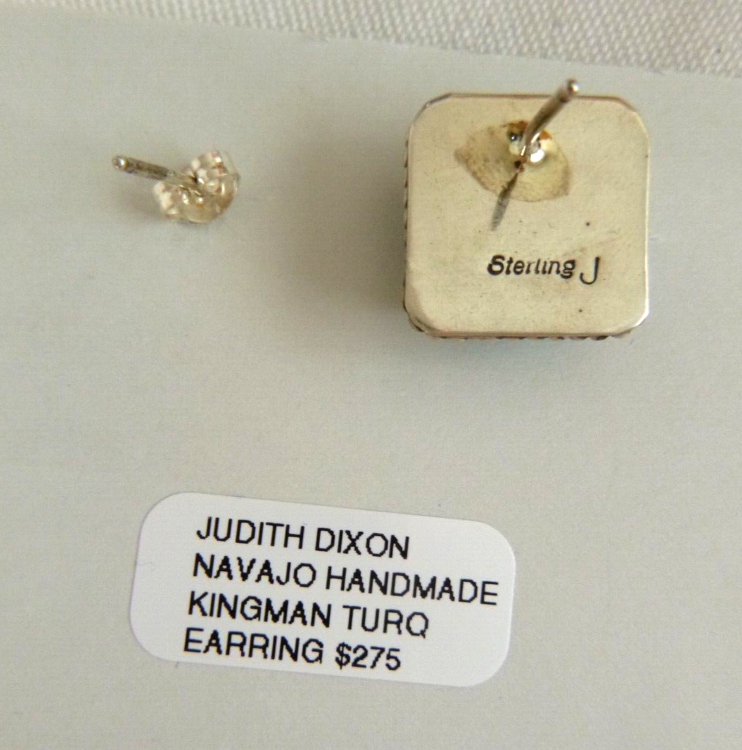 Authentic Native American Navajo Sterling Silver Kingman Krush Post Earring's By Judith Dixon