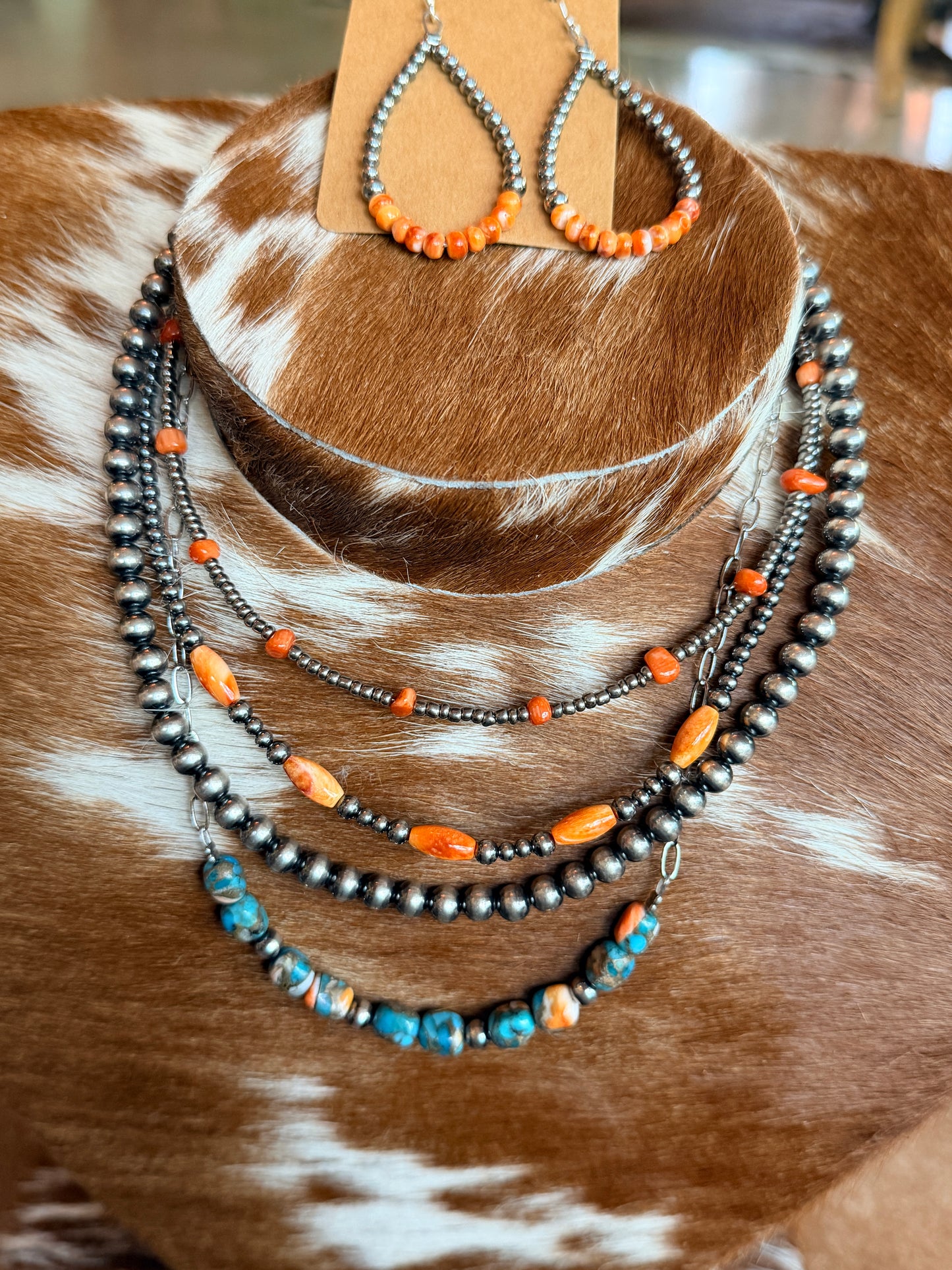 Turquoise & Spiny Oyster Pearl Necklace