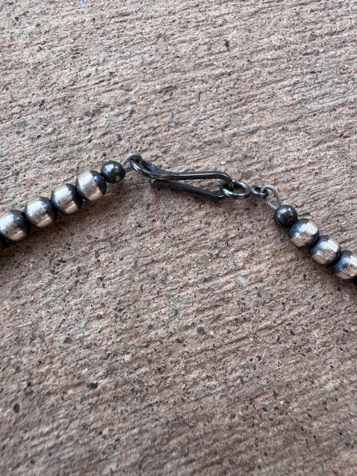 Native Made Lapis and Sterling Silver 4mm Pearl Necklace 20”