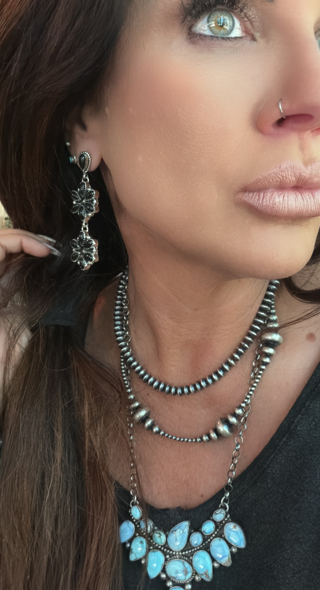 Onyx Cluster Drop Earrings