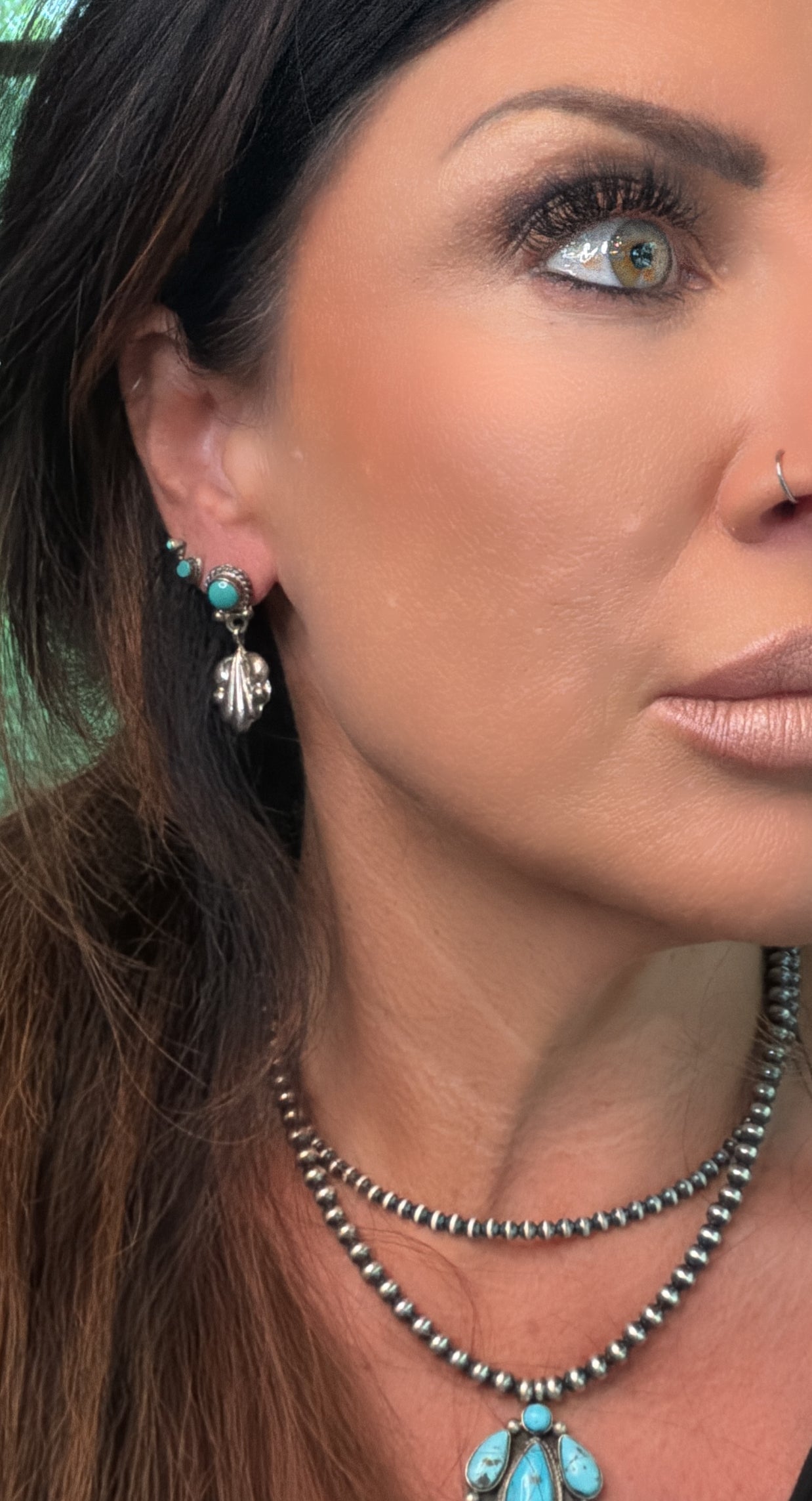 Native Made Turquoise & Sterling Silver Scroll Earrings - Annie Spencer